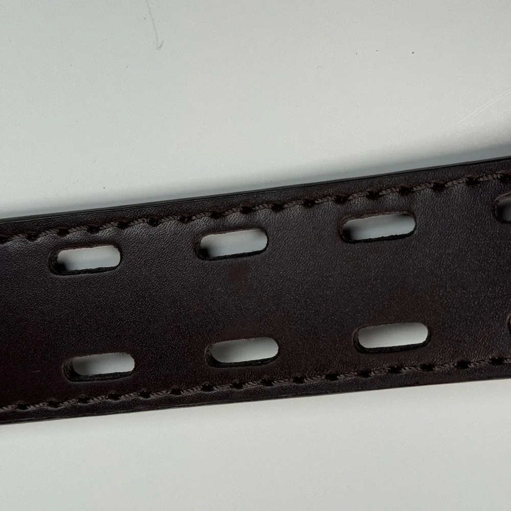 Polo Ralph Lauren Leather Belt 32/34 Dark Brown Double Prong Buckle Mens‎ NWOT